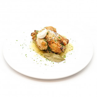 Coquelet asado Label Rouge al ajillo