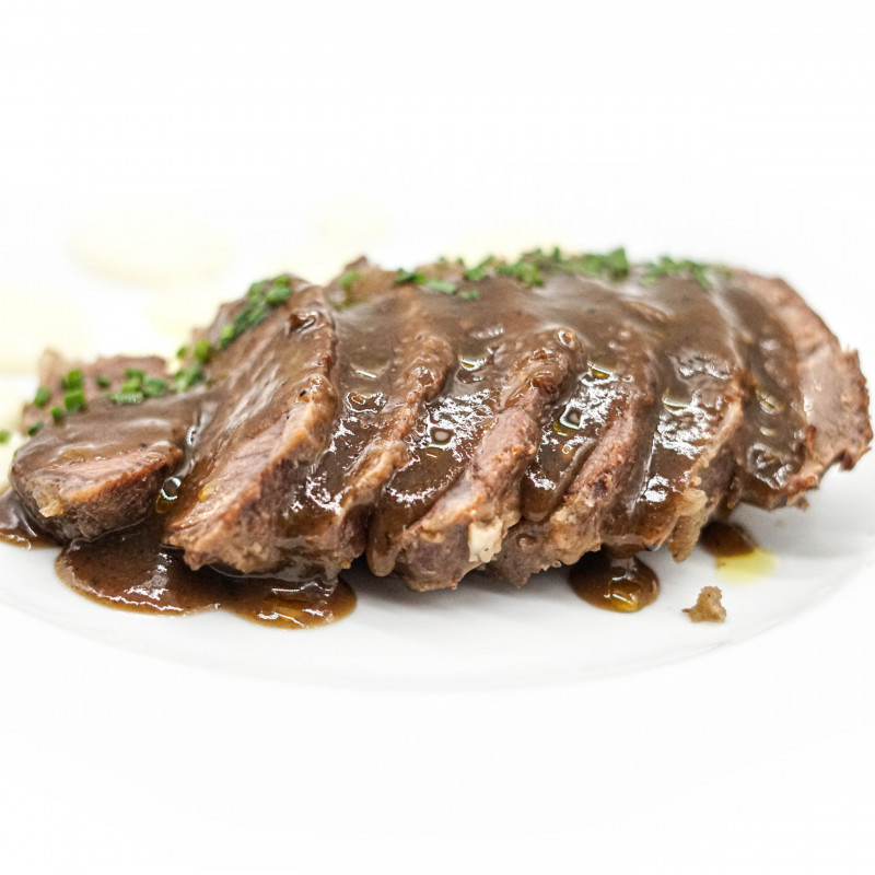 Carillera de ternera al vino tinto con parmentier de patata (600grs)