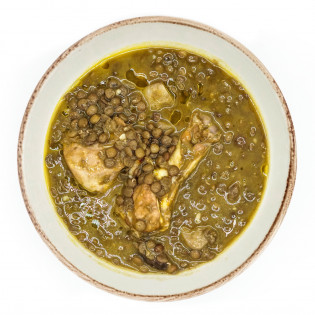 LENTEJAS CON POLLO DE CORRAL Y BOLETUS 600 gramos