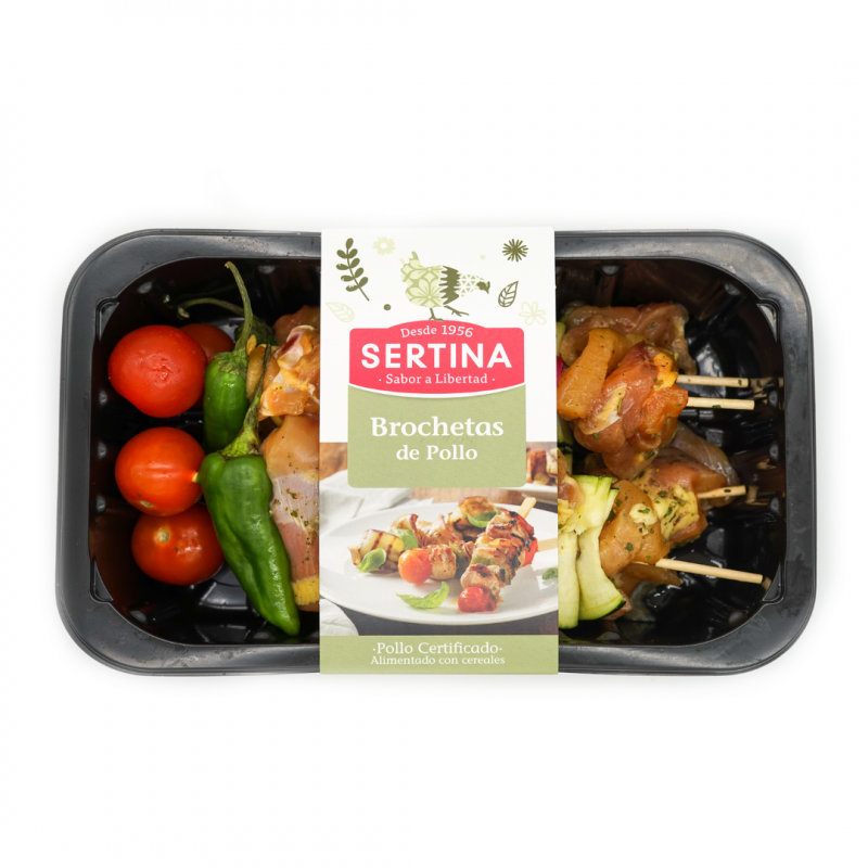 Comprar brochetas de pollo certificado y verduras l SERTINA