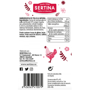 Comprar Hamburguesa de pollo de corral Online l SERTINA