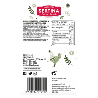 Comprar Hamburguesas de pollo queso cabra Online l SERTINA