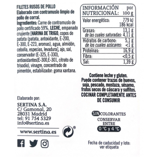 Comprar Filetes de Pollo certificado 350 g. Online l SERTINA