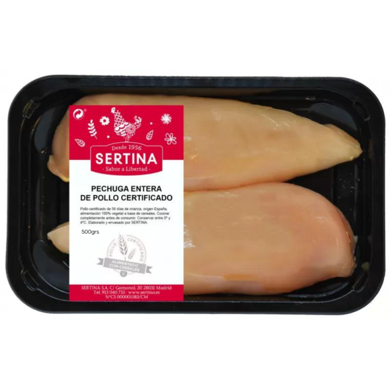 Pechuga entera de pollo certificado