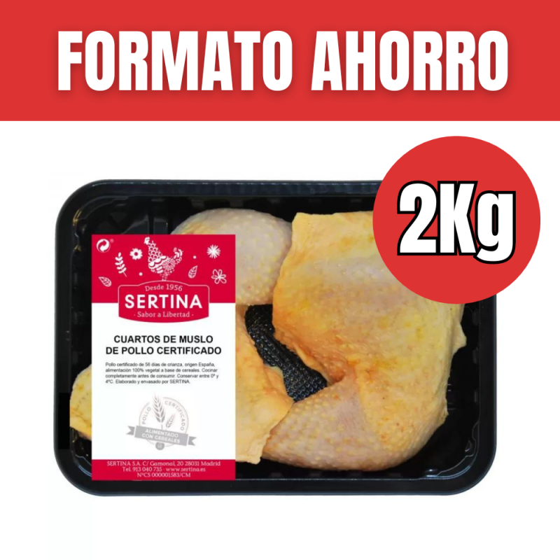 2 Kg-Cuartos de muslo de pollo certificado (Formato ahorro)