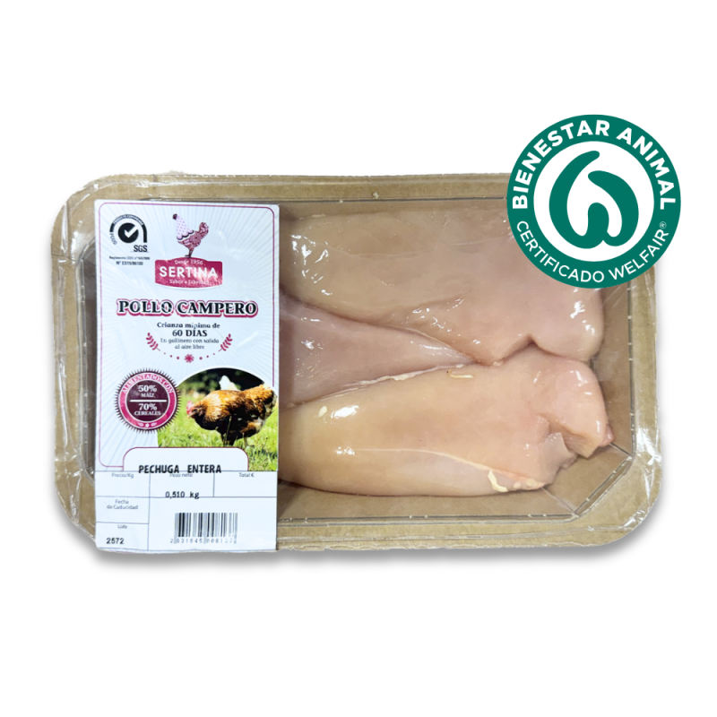 Pechuga entera de pollo Campero - 60 días de crianza | SERTINA