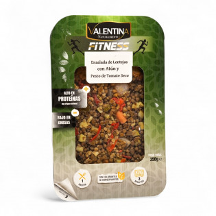 Ensalada de Lentejas con Atún y Pesto de Tomate Seco | Platos Fitness Saludables Valentina