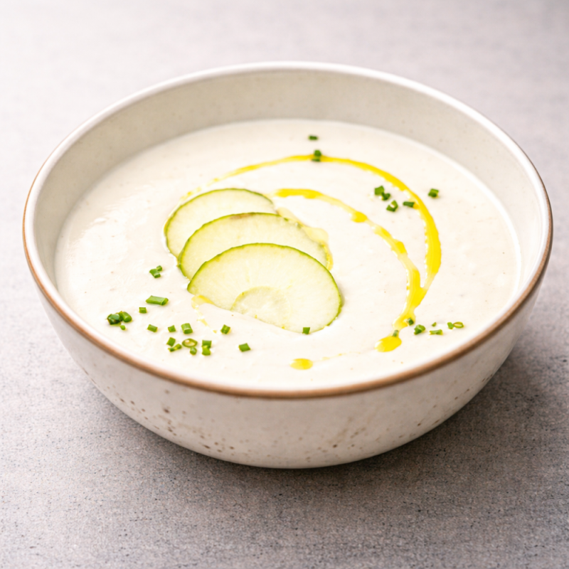 Crema de puerro con aroma de manzana