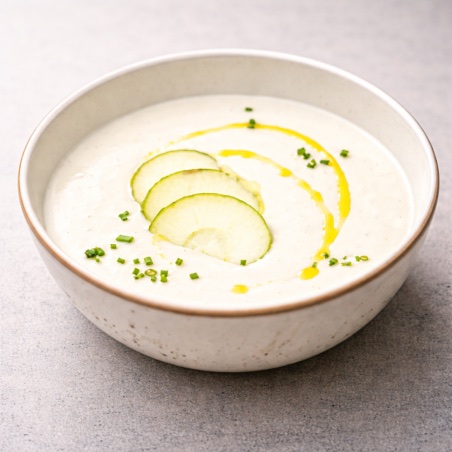 Crema de puerro con aroma de manzana