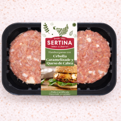 Hamburguesas con queso de cabra y cebolla caramelizada (2uds)
