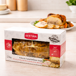 Pollo relleno asado (Carne picada, jamón ibérico, panceta, pasas, almendras, foie de pato)