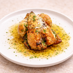 Coquelet asado Label Rouge al ajillo