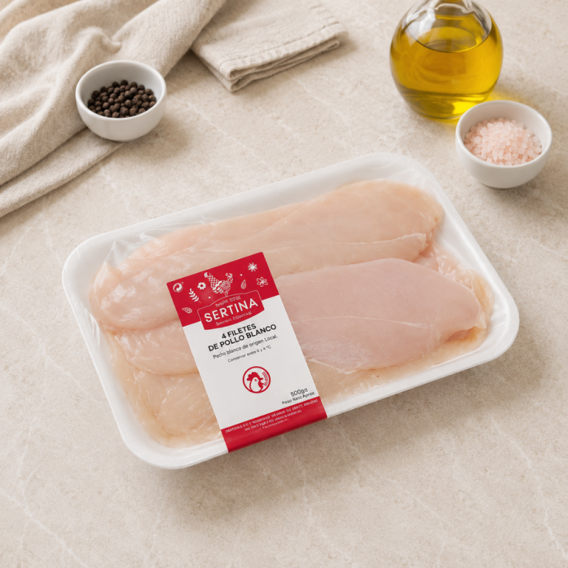 4 Filetes de pechuga de pollo blanco - (800 gramos)