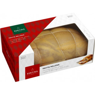 Pavita rellena de Navidad lista para asar