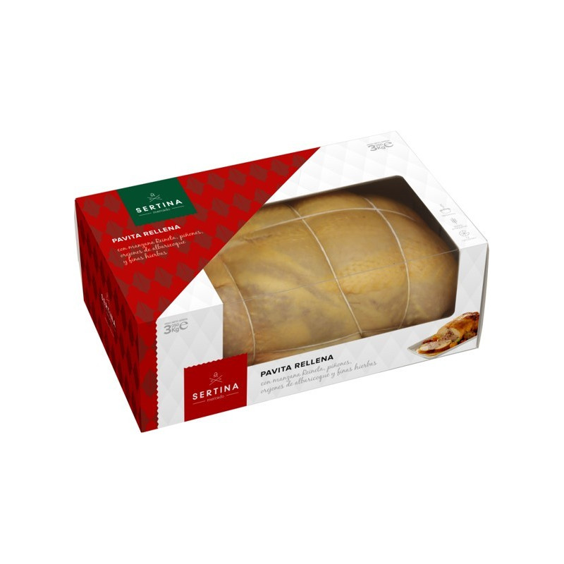 Pavita rellena de Navidad lista para asar