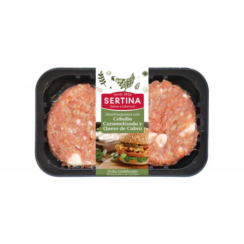 Hamburguesas con queso de cabra y cebolla caramelizada (2uds)